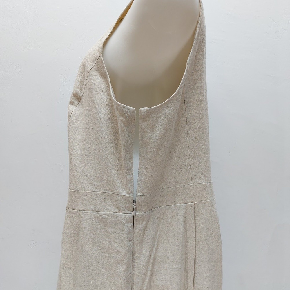 Banana Republic Jumpsuit Women's 18 Beige Linen Blend Wide Leg Square Neck Coast - Picture 6 of 12